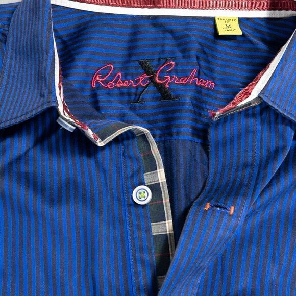 Robert Graham Shirt Mens Medium Tailored Fit Flip Contrast Cuff Button Front - Picture 2 of 13